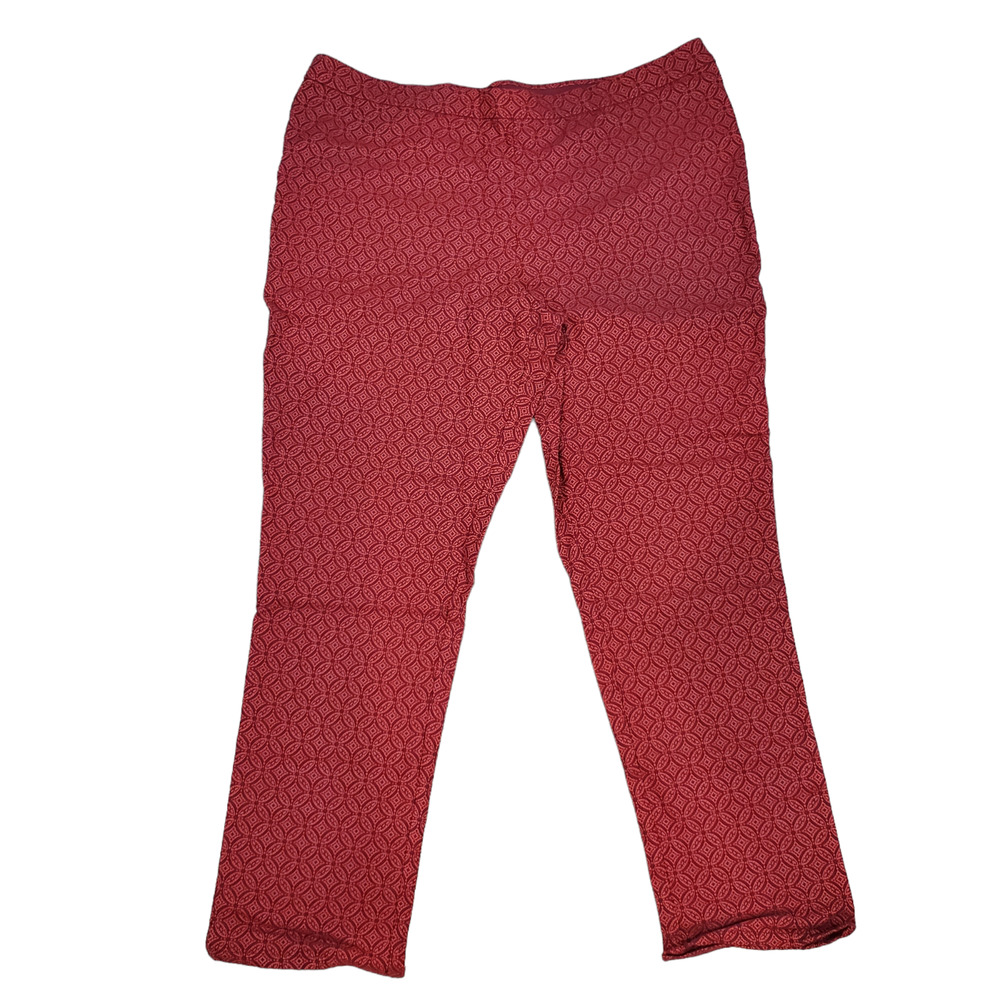 Isaac Mizrahi Woven Medallion Jacquard Women's Slim Leg Pants Mahogany Plus 24